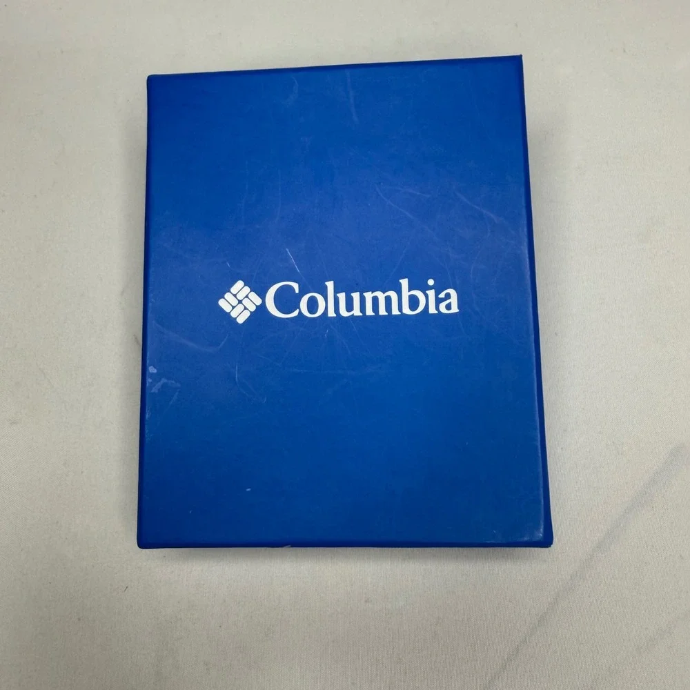 Columbia Mens Bifold Wallet Tan Brown Logo Plaque Slim NIB